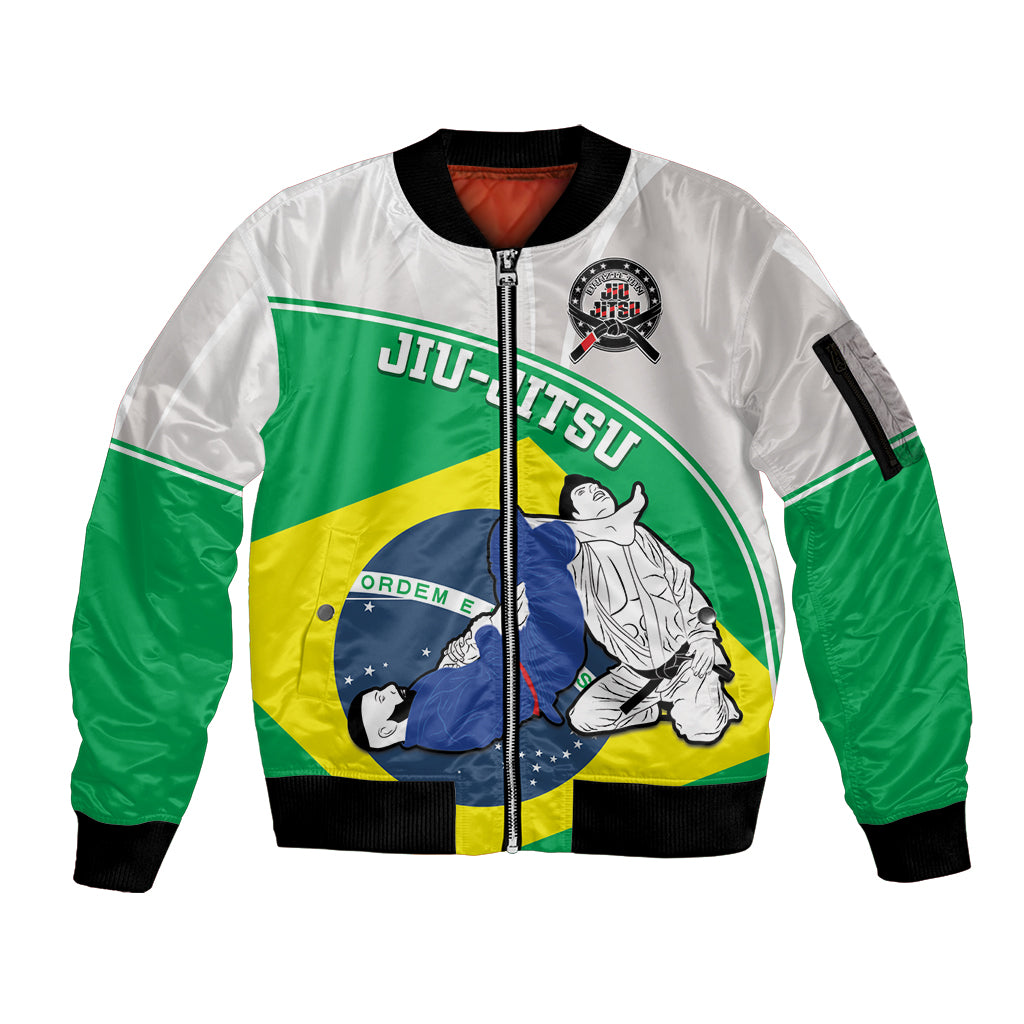 Brazil Jiujitsu Sleeve Zip Bomber Jacket BJJ 2024 Flag Vibes - Wonder Print Shop