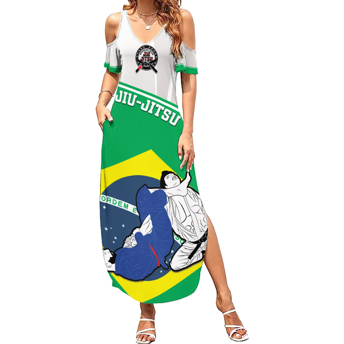 Brazil Jiujitsu Summer Maxi Dress BJJ 2024 Flag Vibes - Wonder Print Shop