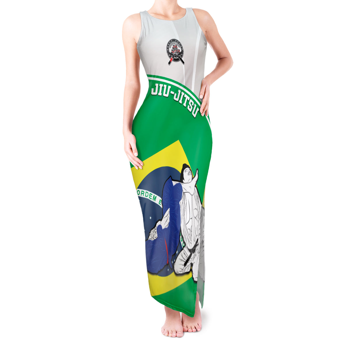 Brazil Jiujitsu Tank Maxi Dress BJJ 2024 Flag Vibes - Wonder Print Shop