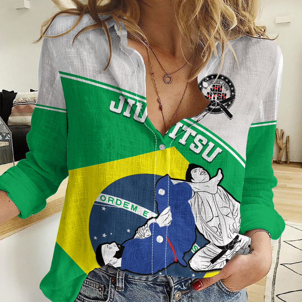 Brazil Jiujitsu Women Casual Shirt BJJ 2024 Flag Vibes