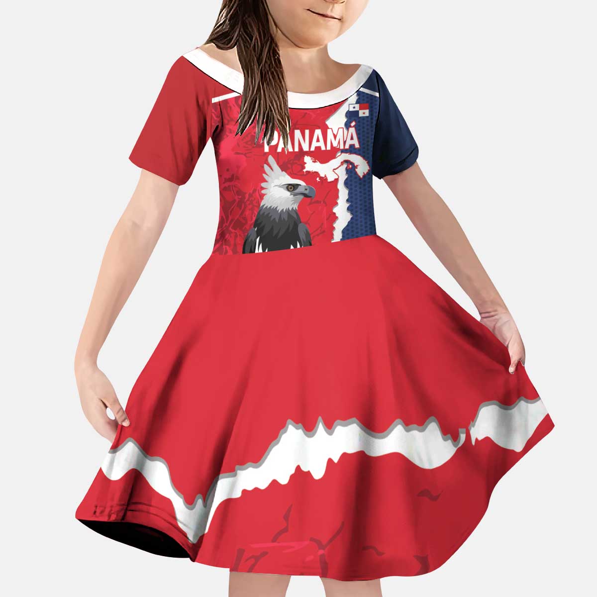 Panama 2026 Football Custom Kid Short Sleeve Dress Los Canaleros Harpy Eagle