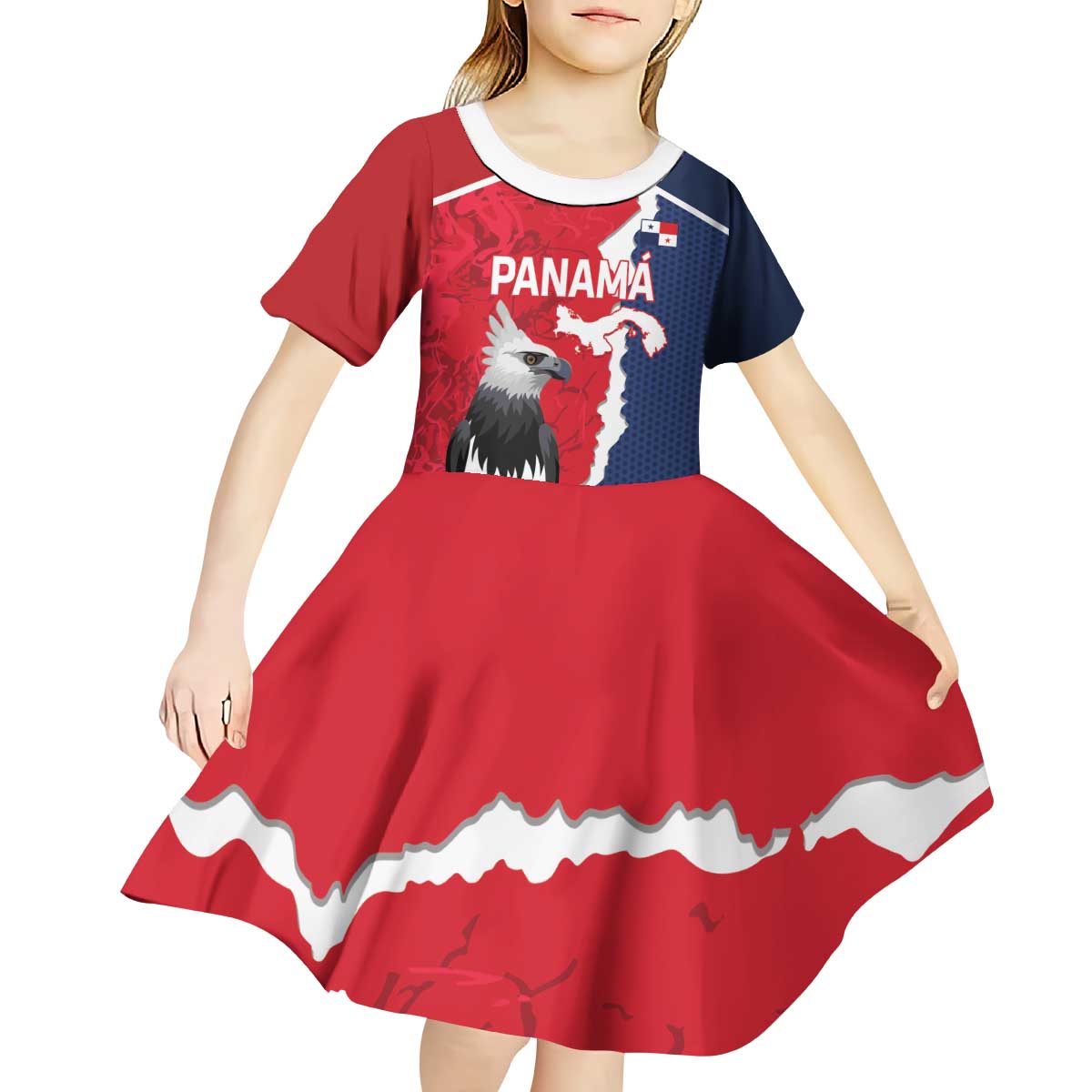 Panama 2026 Football Custom Kid Short Sleeve Dress Los Canaleros Harpy Eagle