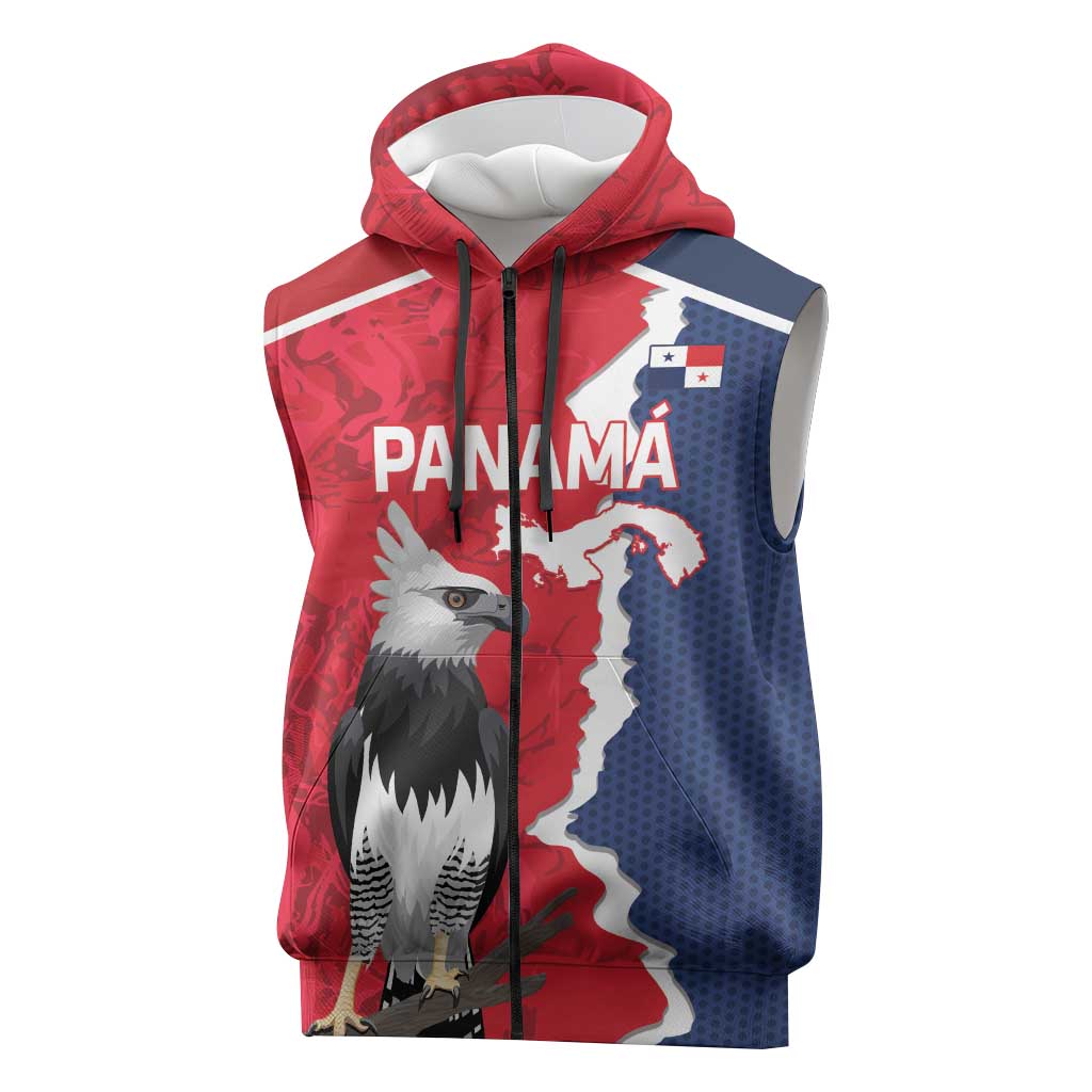 Panama 2026 Football Custom Sleeveless Zip Hoodie Los Canaleros Harpy Eagle