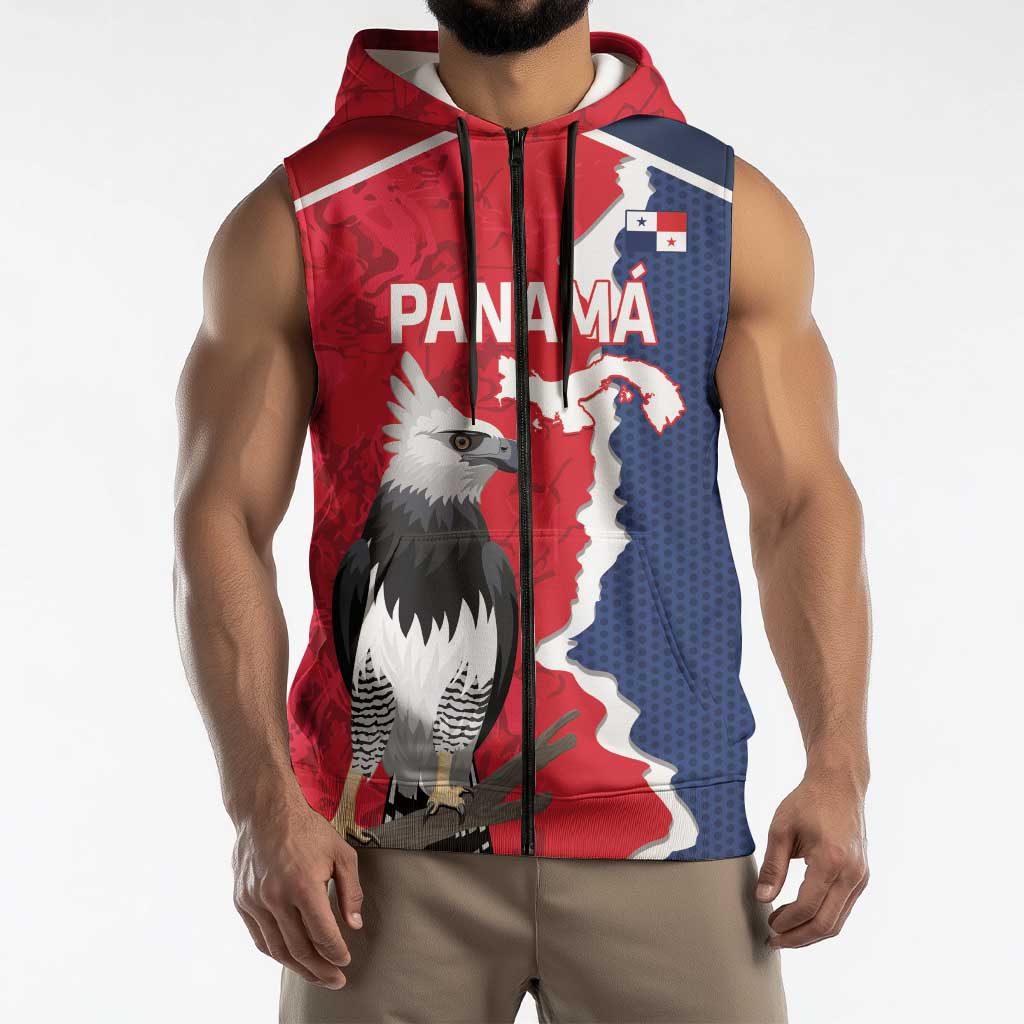 Panama 2026 Football Custom Sleeveless Zip Hoodie Los Canaleros Harpy Eagle
