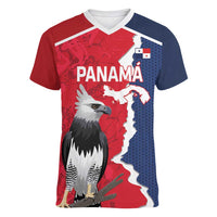 Panama 2026 Football Custom Women V-Neck T-Shirt Los Canaleros Harpy Eagle