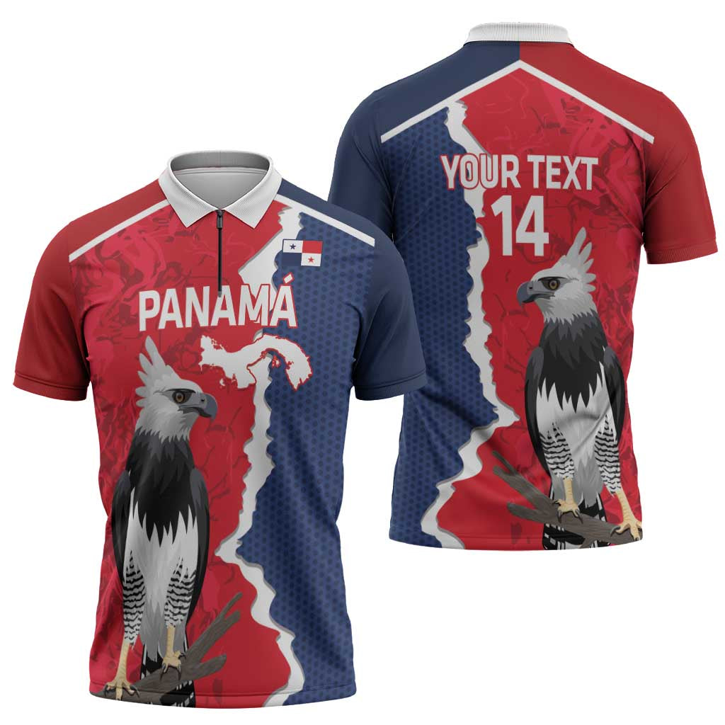 Panama 2026 Football Custom Zipper Polo Shirt Los Canaleros Harpy Eagle