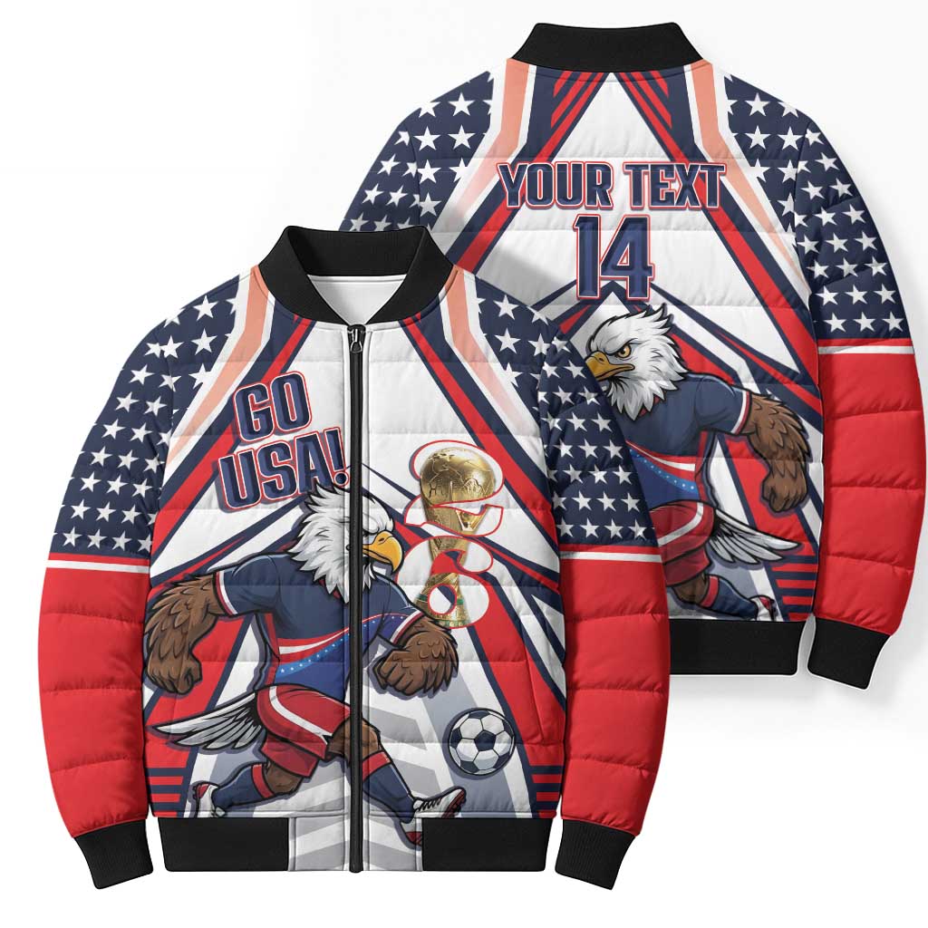 USA 2026 Soccer Custom Bomber Puffer Jacket United States Eagle Go Champions