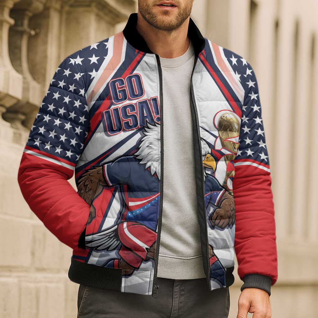 USA 2026 Soccer Custom Bomber Puffer Jacket United States Eagle Go Champions