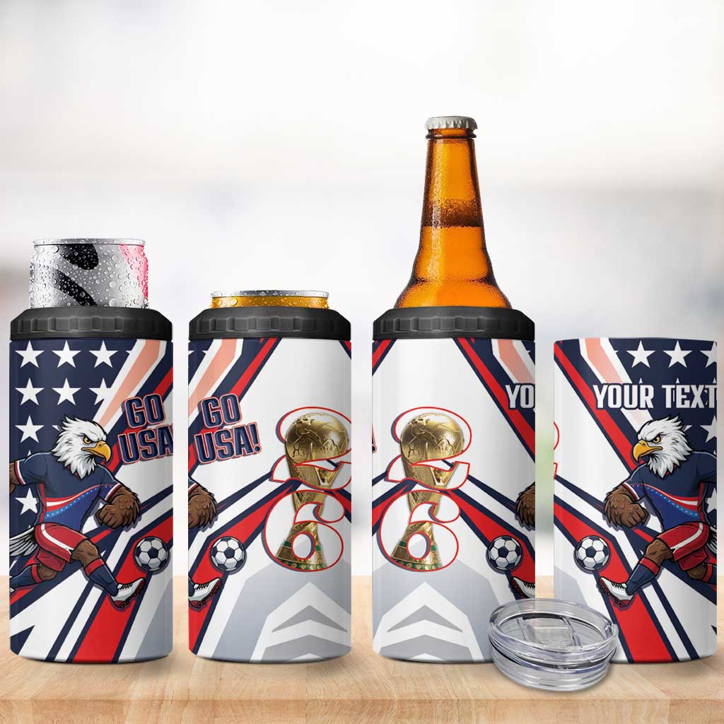 USA 2026 Soccer Custom 4 in 1 Can Cooler Tumbler United States Eagle Go Champions
