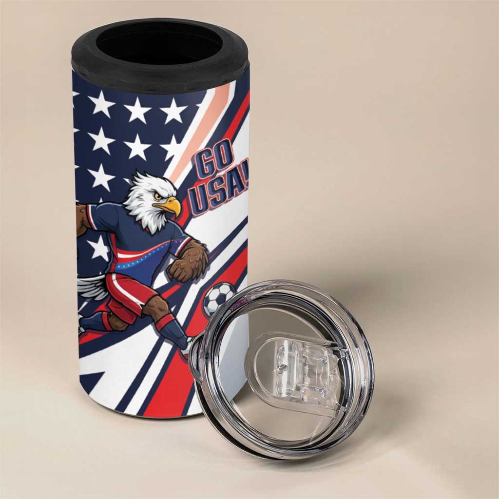 USA 2026 Soccer Custom 4 in 1 Can Cooler Tumbler United States Eagle Go Champions
