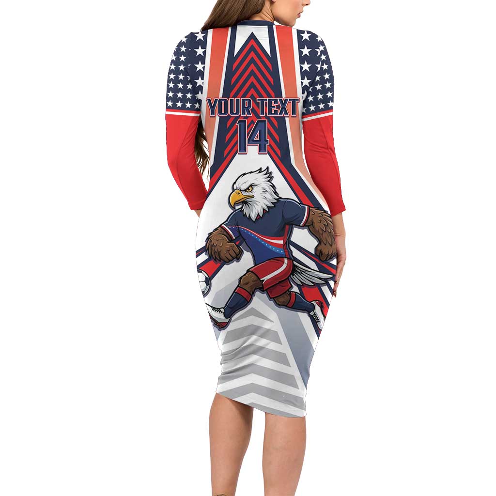 USA 2026 Soccer Custom Long Sleeve Bodycon Dress United States Eagle Go Champions
