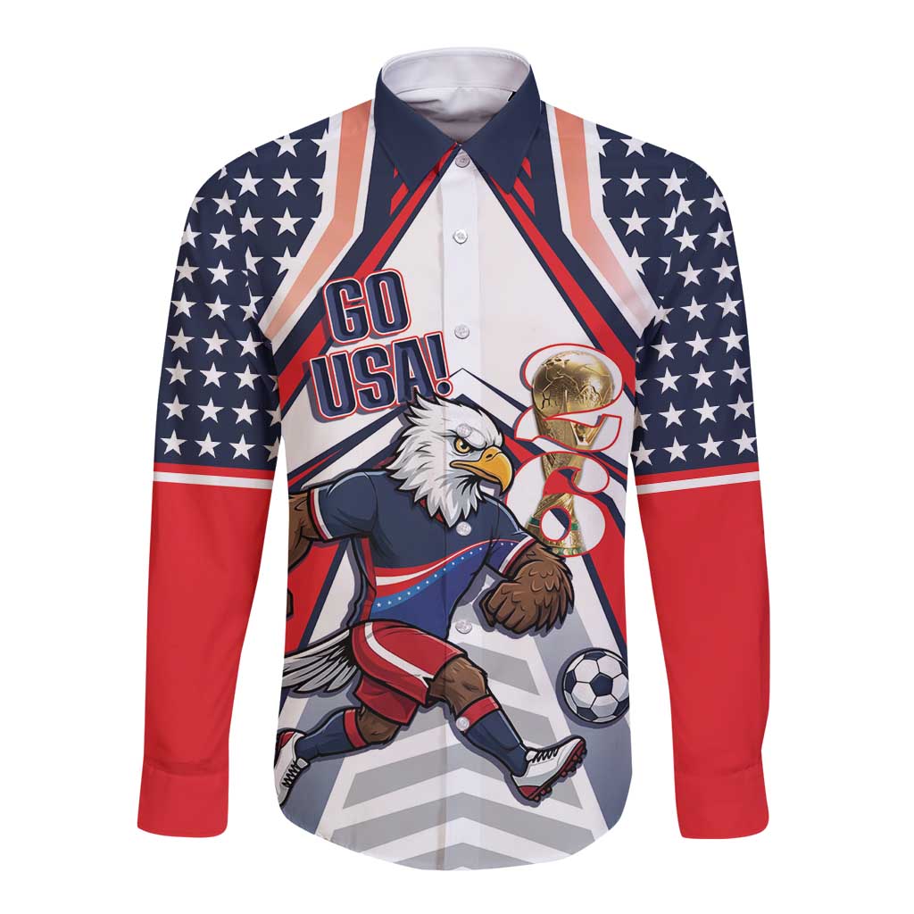 USA 2026 Soccer Custom Long Sleeve Button Shirt United States Eagle Go Champions