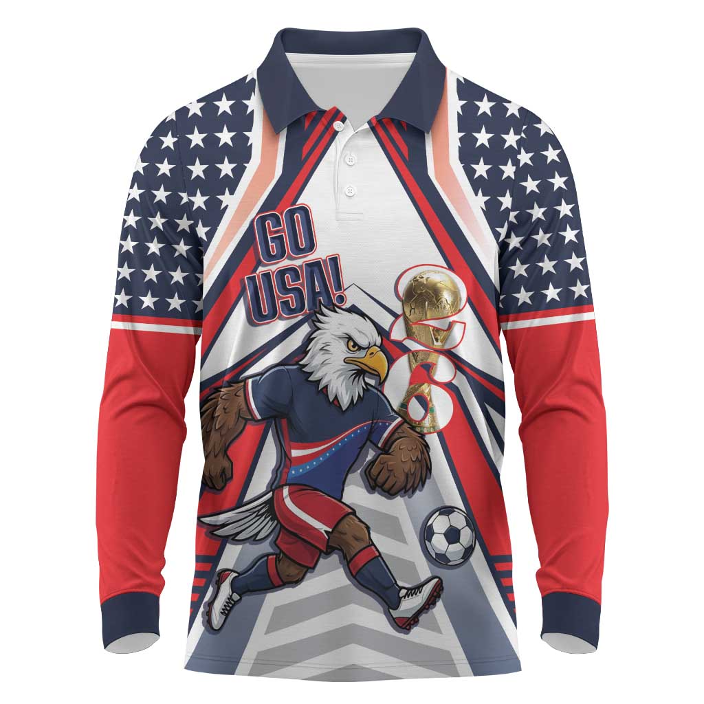 USA 2026 Soccer Custom Long Sleeve Polo Shirt United States Eagle Go Champions