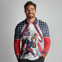 USA 2026 Soccer Custom Long Sleeve Polo Shirt United States Eagle Go Champions