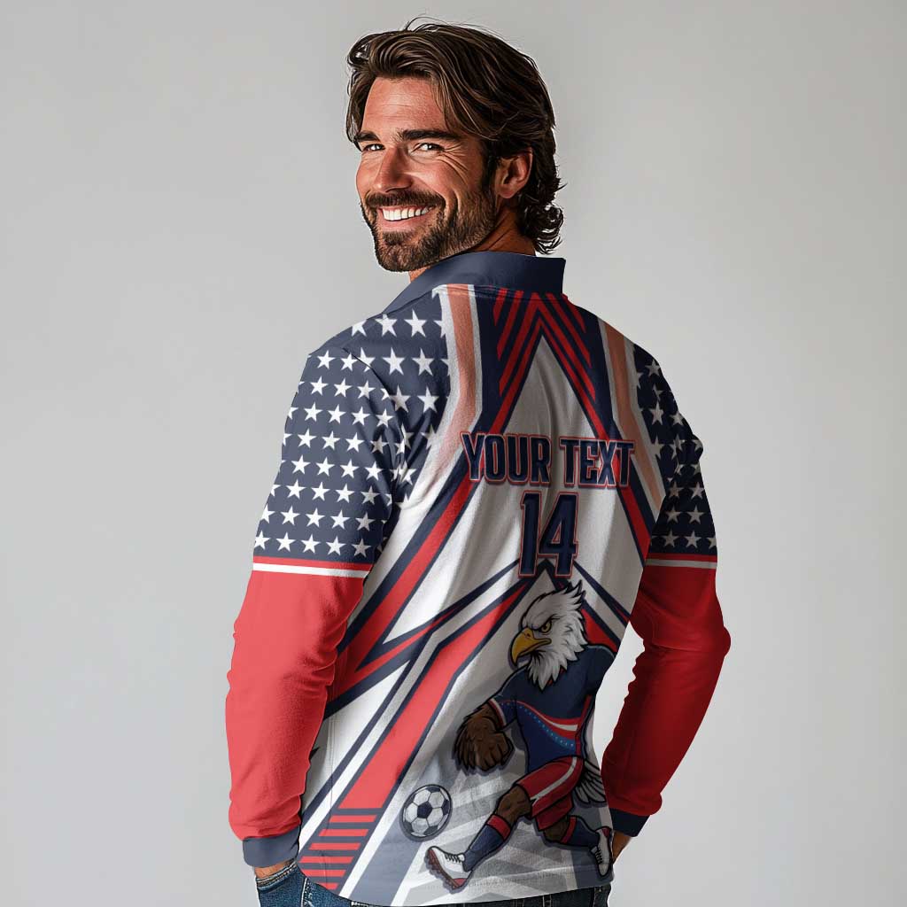 USA 2026 Soccer Custom Long Sleeve Polo Shirt United States Eagle Go Champions