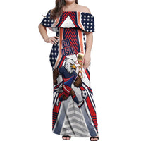 USA 2026 Soccer Custom Off Shoulder Maxi Dress United States Eagle Go Champions