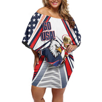 USA 2026 Soccer Custom Off Shoulder Short Dress United States Eagle Go Champions
