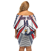 USA 2026 Soccer Custom Off Shoulder Short Dress United States Eagle Go Champions