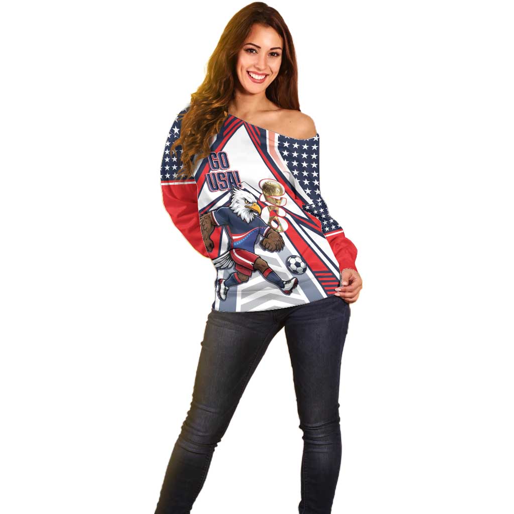 USA 2026 Soccer Custom Off Shoulder Sweater United States Eagle Go Champions
