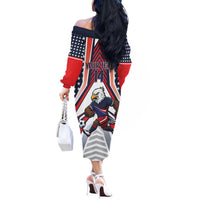 USA 2026 Soccer Custom Off The Shoulder Long Sleeve Dress United States Eagle Go Champions