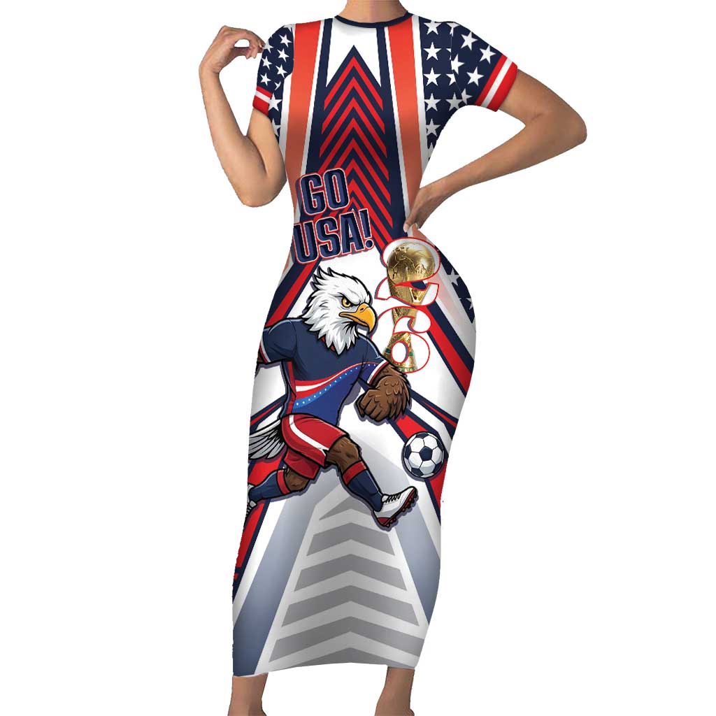 USA 2026 Soccer Custom Short Sleeve Bodycon Dress United States Eagle Go Champions