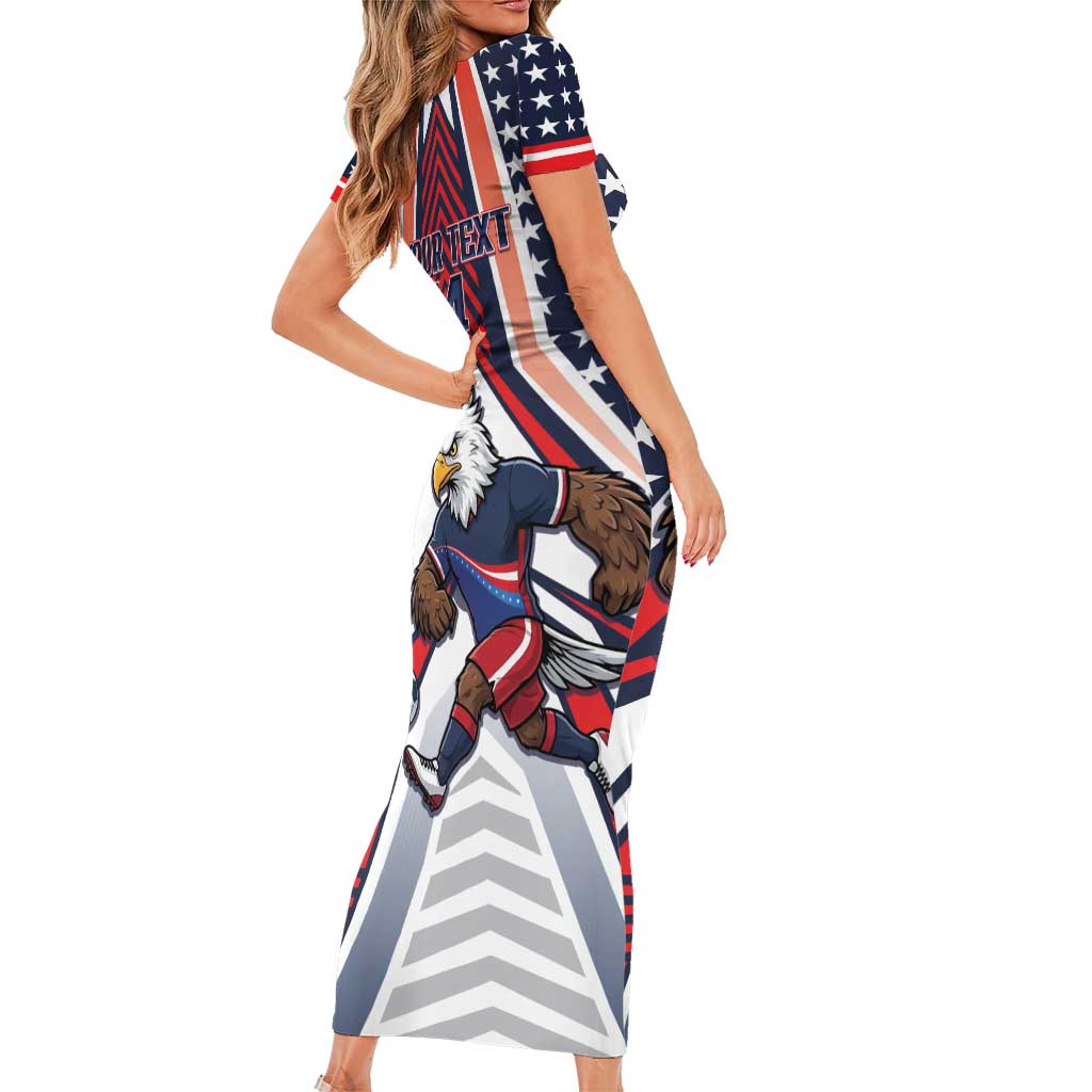 USA 2026 Soccer Custom Short Sleeve Bodycon Dress United States Eagle Go Champions