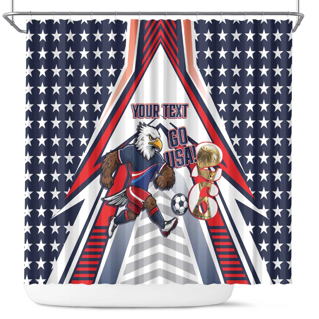 USA 2026 Soccer Custom Shower Curtain United States Eagle Go Champions