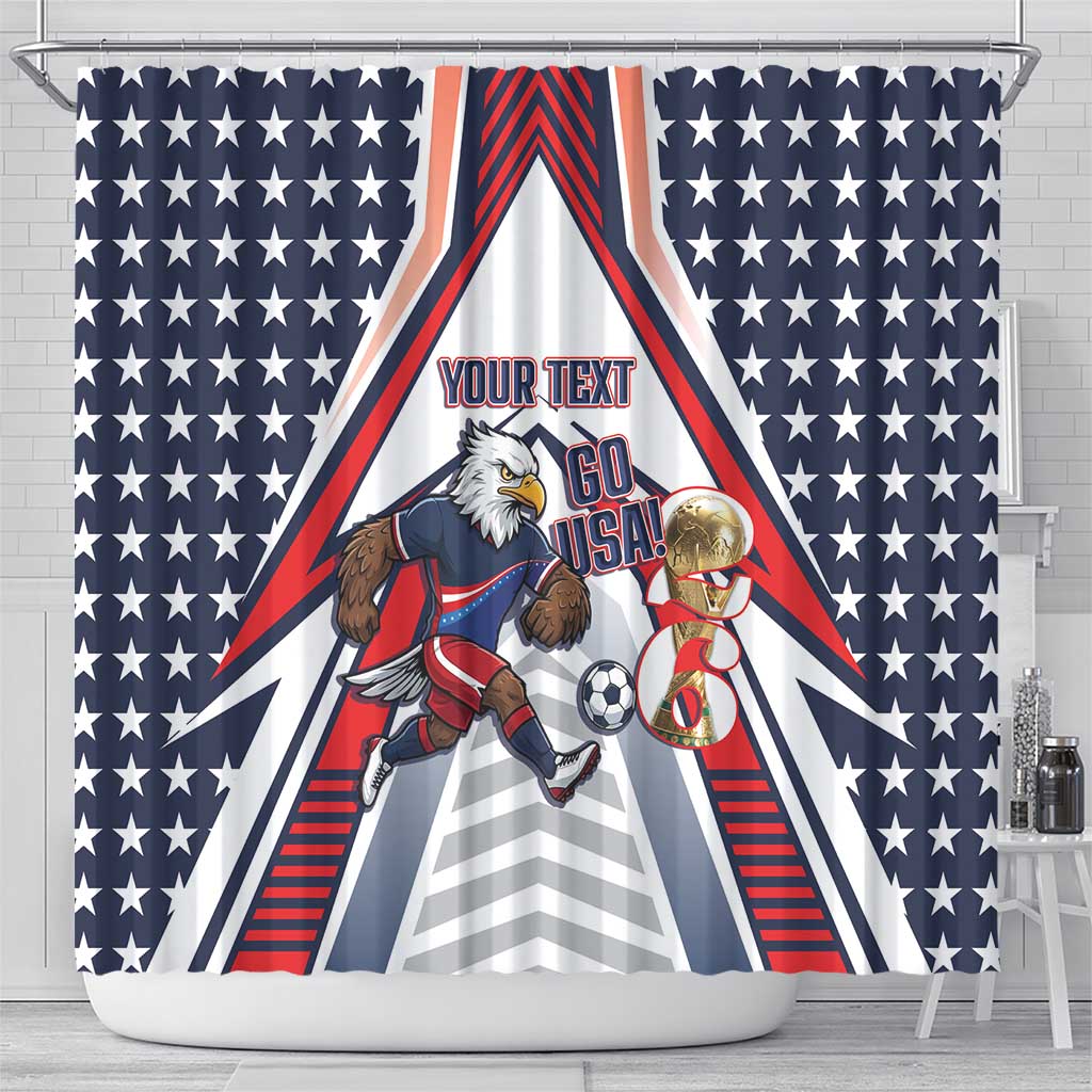 USA 2026 Soccer Custom Shower Curtain United States Eagle Go Champions