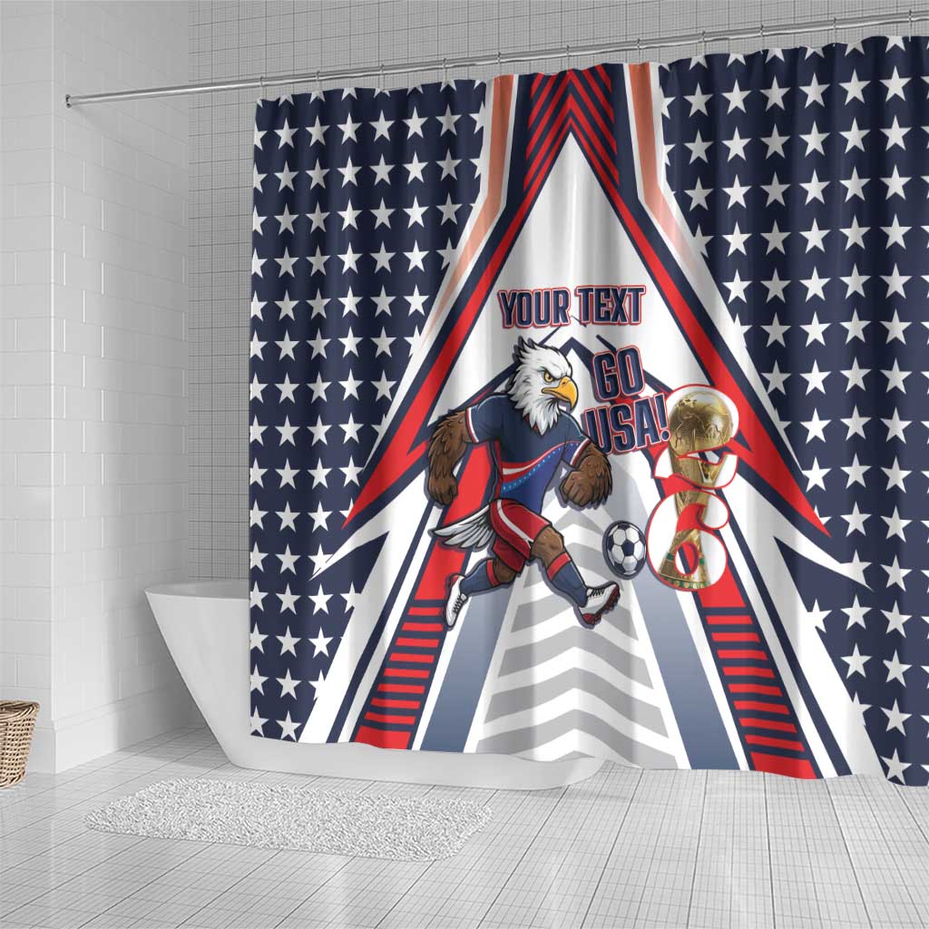 USA 2026 Soccer Custom Shower Curtain United States Eagle Go Champions