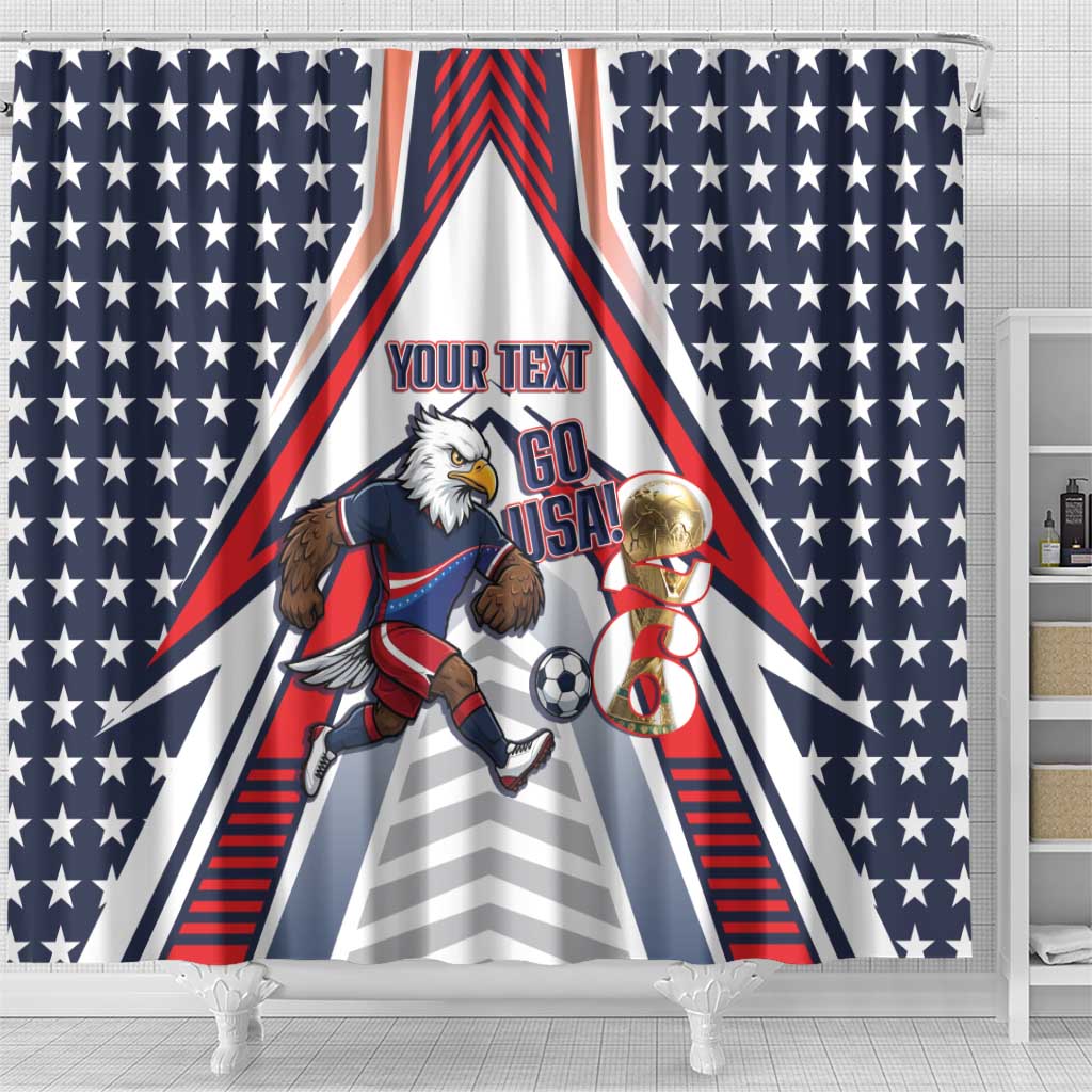 USA 2026 Soccer Custom Shower Curtain United States Eagle Go Champions