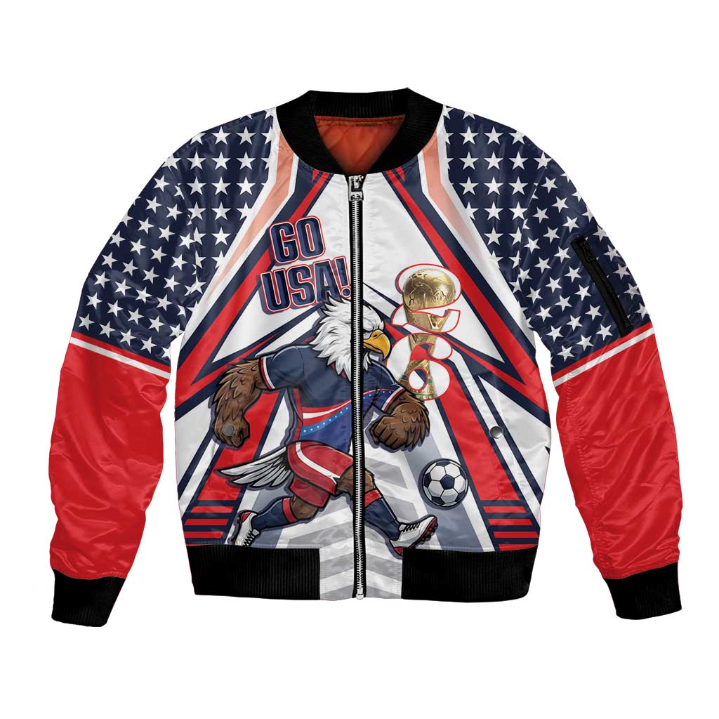 USA 2026 Soccer Custom Sleeve Zip Bomber Jacket United States Eagle Go Champions