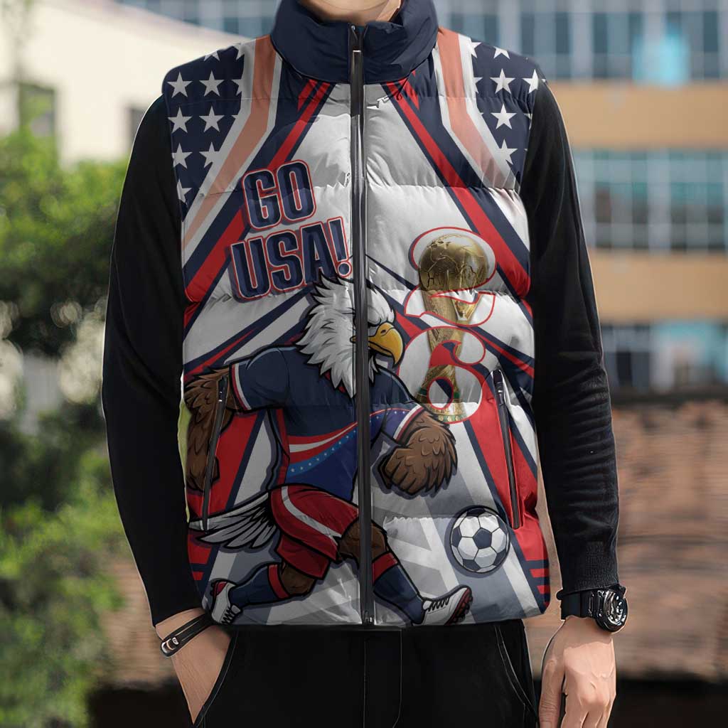 USA 2026 Soccer Custom Sleeveless Puffer Jacket United States Eagle Go Champions