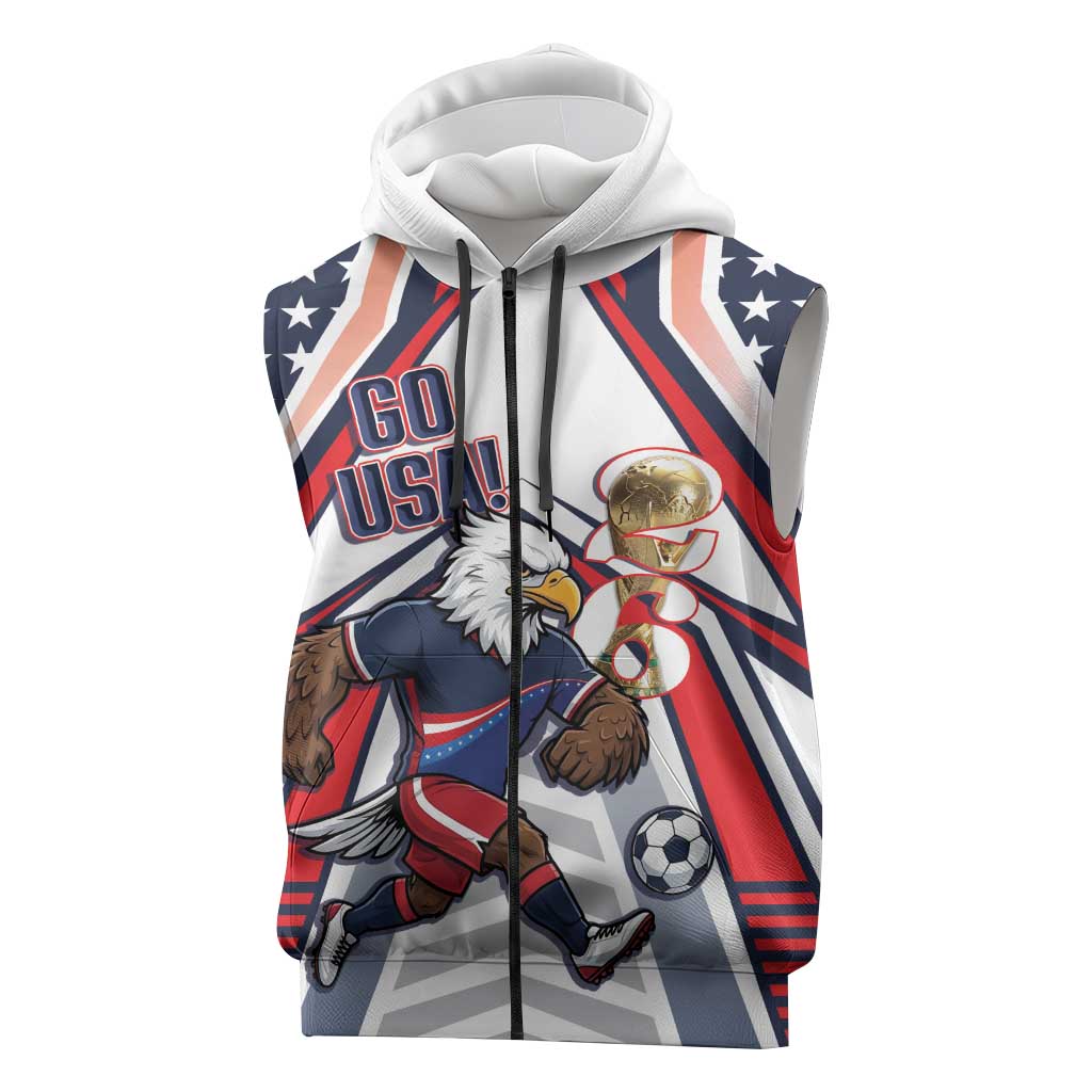 USA 2026 Soccer Custom Sleeveless Zip Hoodie United States Eagle Go Champions