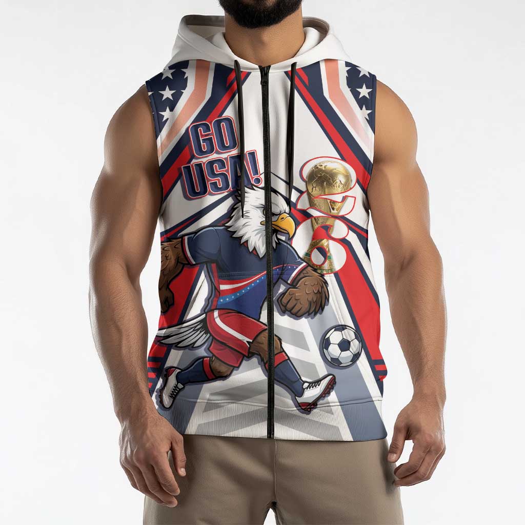 USA 2026 Soccer Custom Sleeveless Zip Hoodie United States Eagle Go Champions