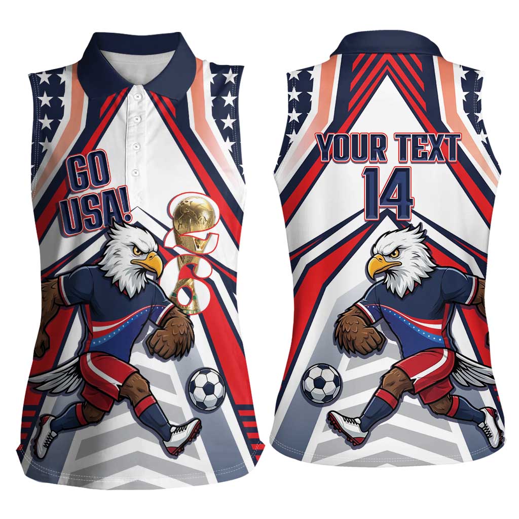 USA 2026 Soccer Custom Women Sleeveless Polo Shirt United States Eagle Go Champions