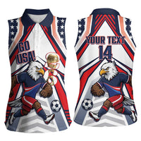 USA 2026 Soccer Custom Women Sleeveless Polo Shirt United States Eagle Go Champions