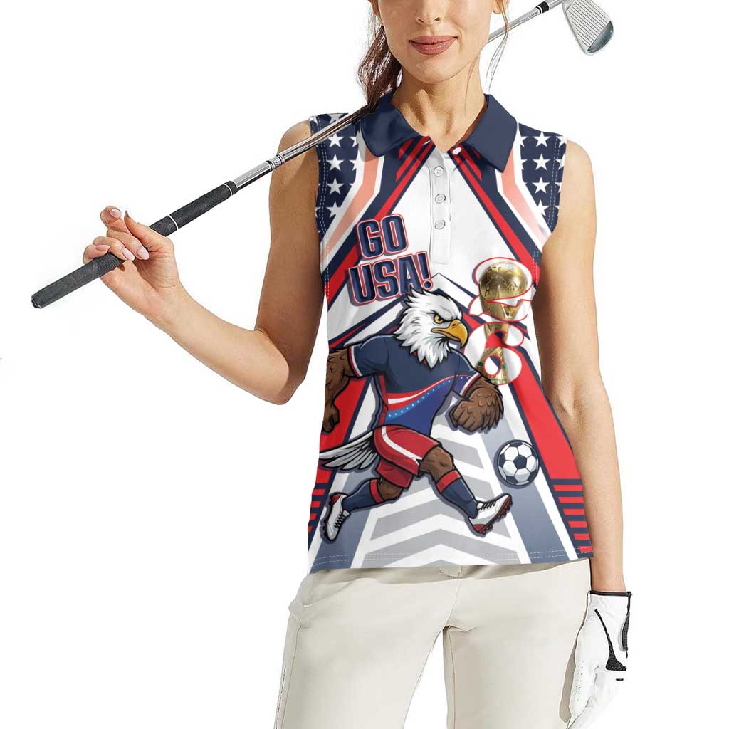USA 2026 Soccer Custom Women Sleeveless Polo Shirt United States Eagle Go Champions