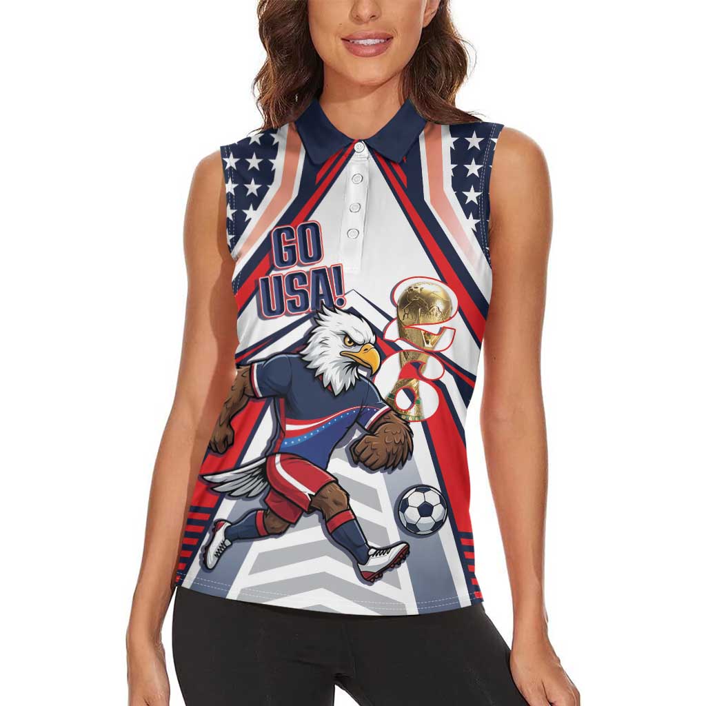 USA 2026 Soccer Custom Women Sleeveless Polo Shirt United States Eagle Go Champions
