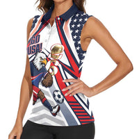 USA 2026 Soccer Custom Women Sleeveless Polo Shirt United States Eagle Go Champions