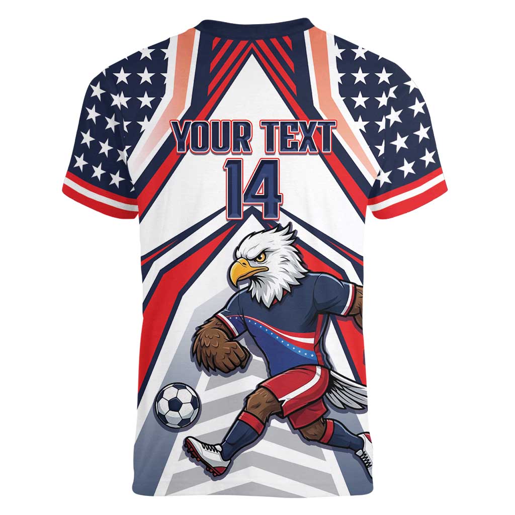 USA 2026 Soccer Custom Women V-Neck T-Shirt United States Eagle Go Champions