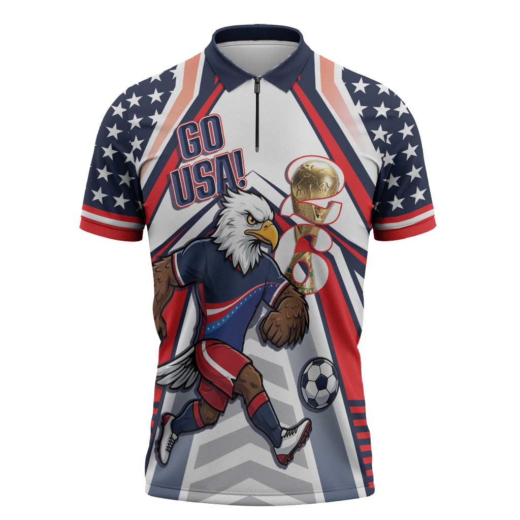USA 2026 Soccer Custom Zipper Polo Shirt United States Eagle Go Champions