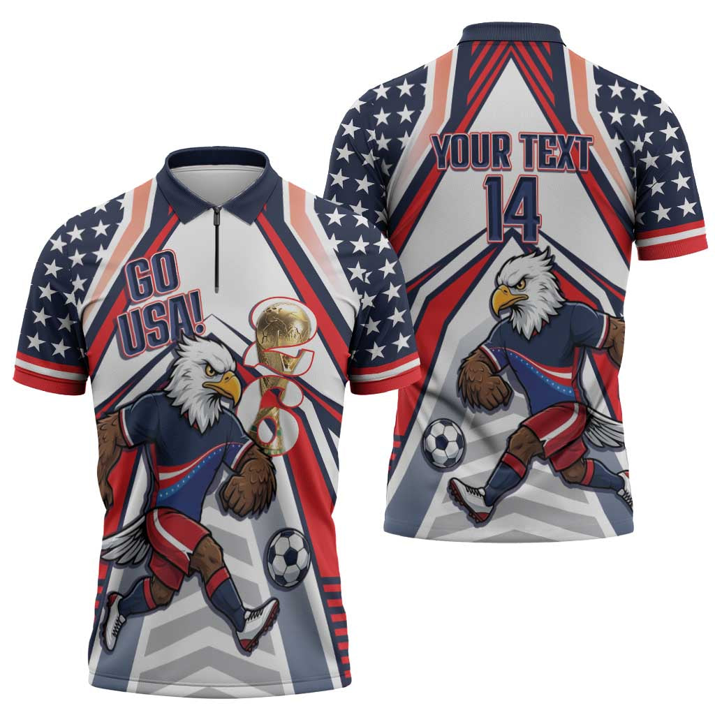 USA 2026 Soccer Custom Zipper Polo Shirt United States Eagle Go Champions