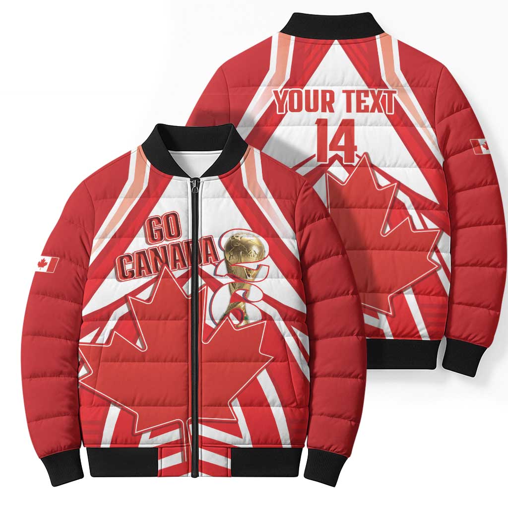 Canada 2026 Soccer Custom Bomber Puffer Jacket Les Rouges Go Champions