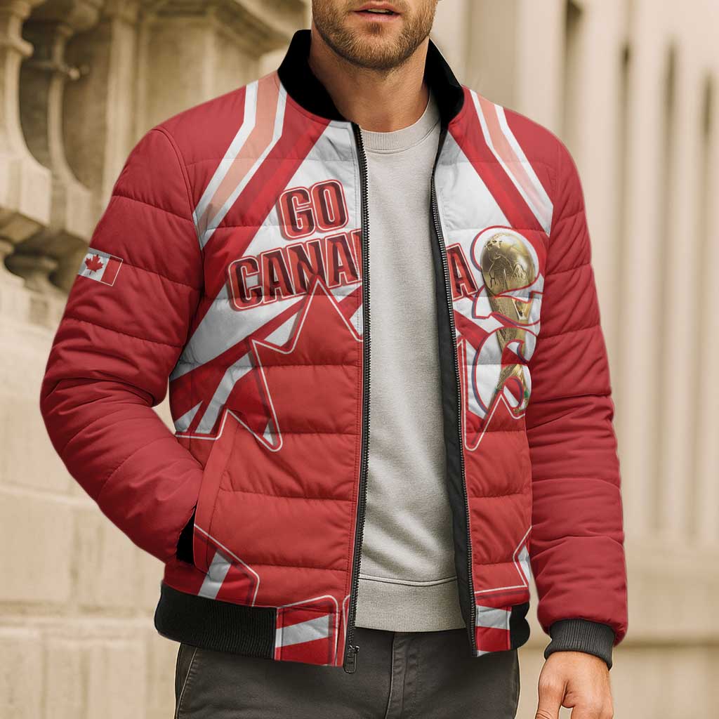 Canada 2026 Soccer Custom Bomber Puffer Jacket Les Rouges Go Champions