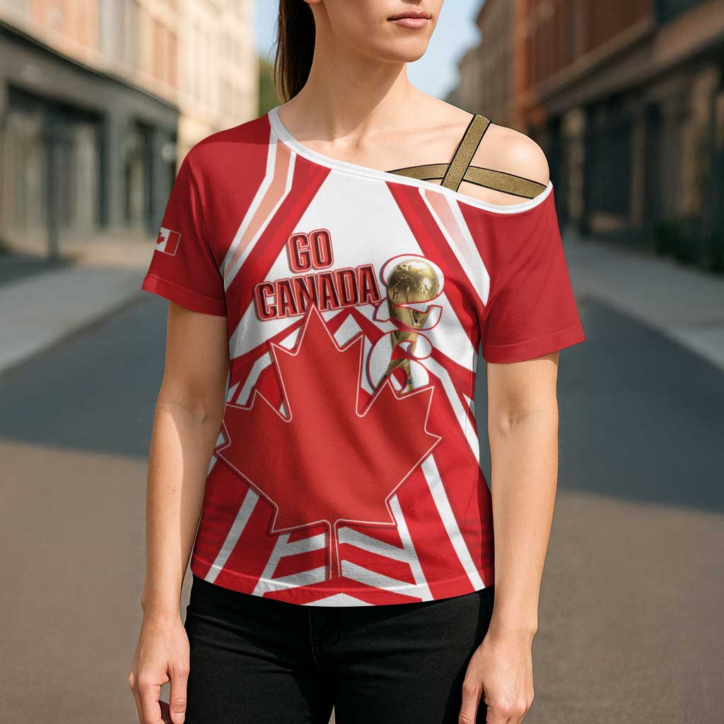 Canada 2026 Soccer Custom Cross Shoulder Shirt Les Rouges Go Champions