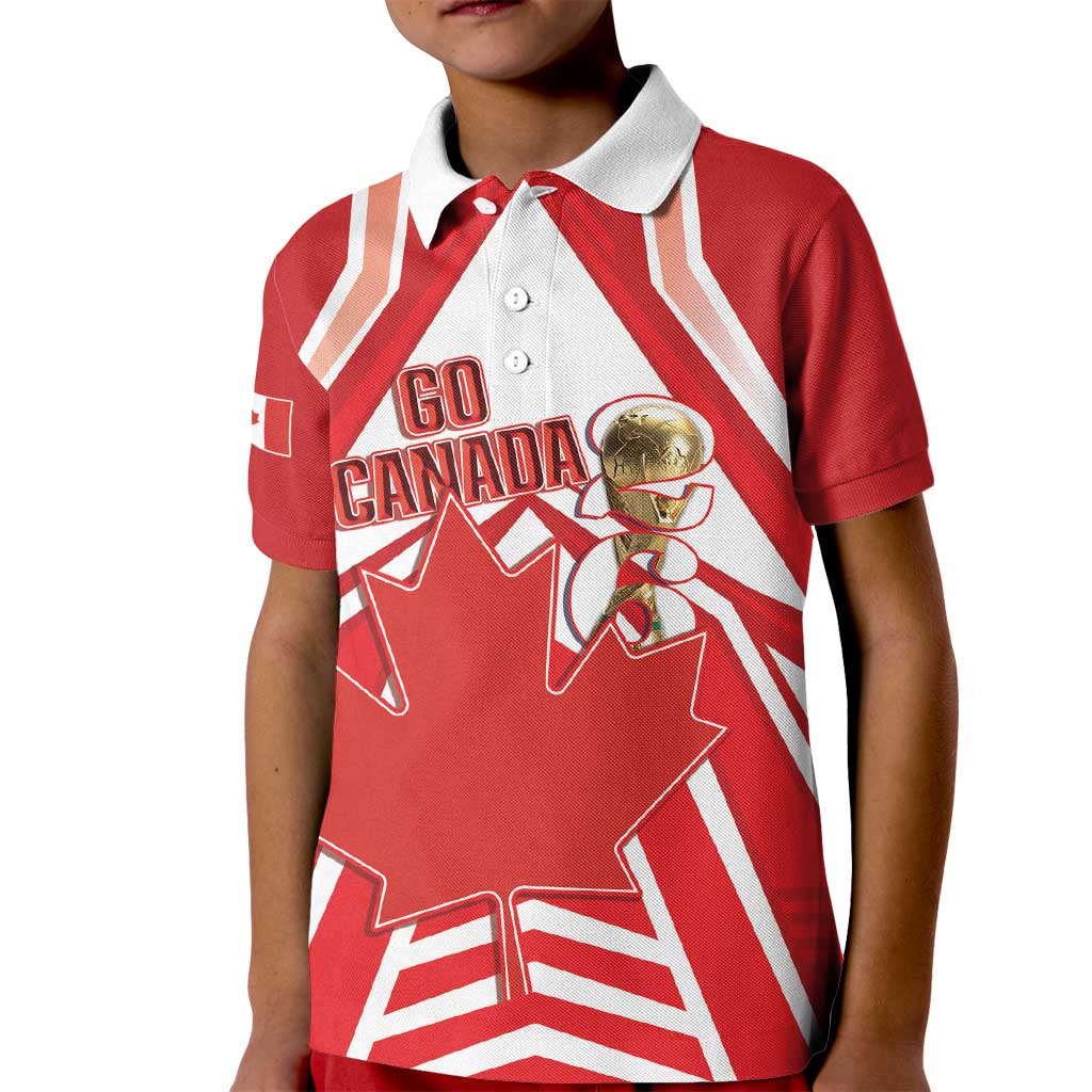 Canada 2026 Soccer Custom Kid Polo Shirt Les Rouges Go Champions