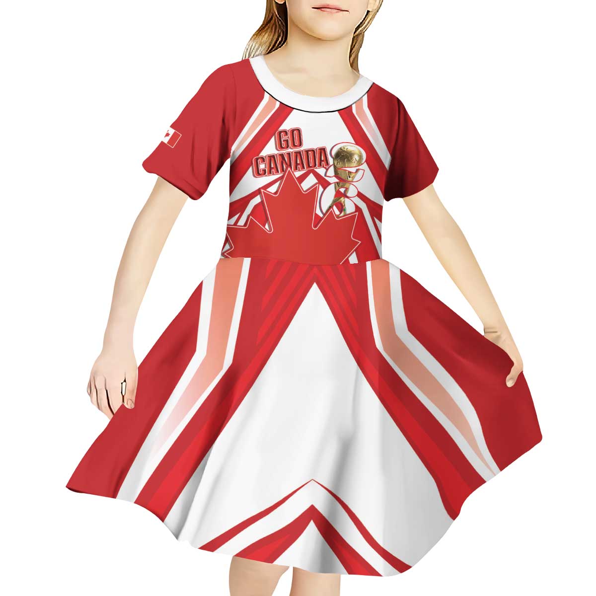 Canada 2026 Soccer Custom Kid Short Sleeve Dress Les Rouges Go Champions