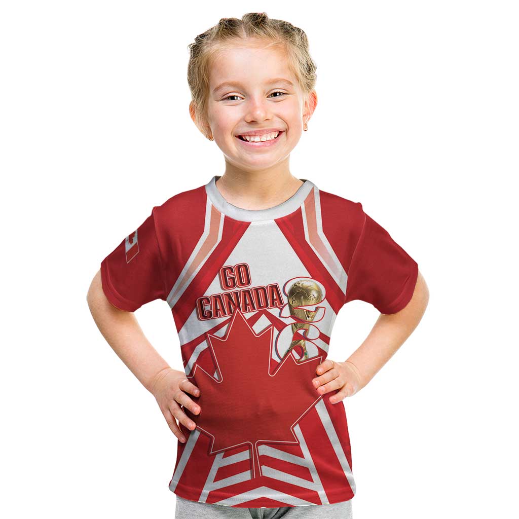 Canada 2026 Soccer Custom Kid T Shirt Les Rouges Go Champions