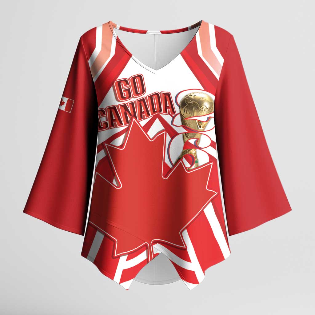 Canada 2026 Soccer Custom Kimono Sleeve Blouse Les Rouges Go Champions