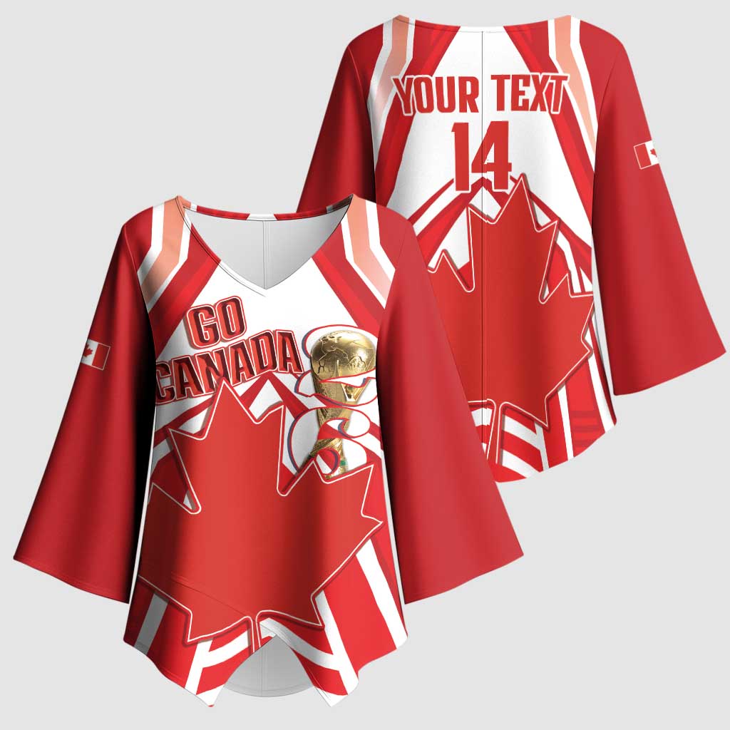 Canada 2026 Soccer Custom Kimono Sleeve Blouse Les Rouges Go Champions